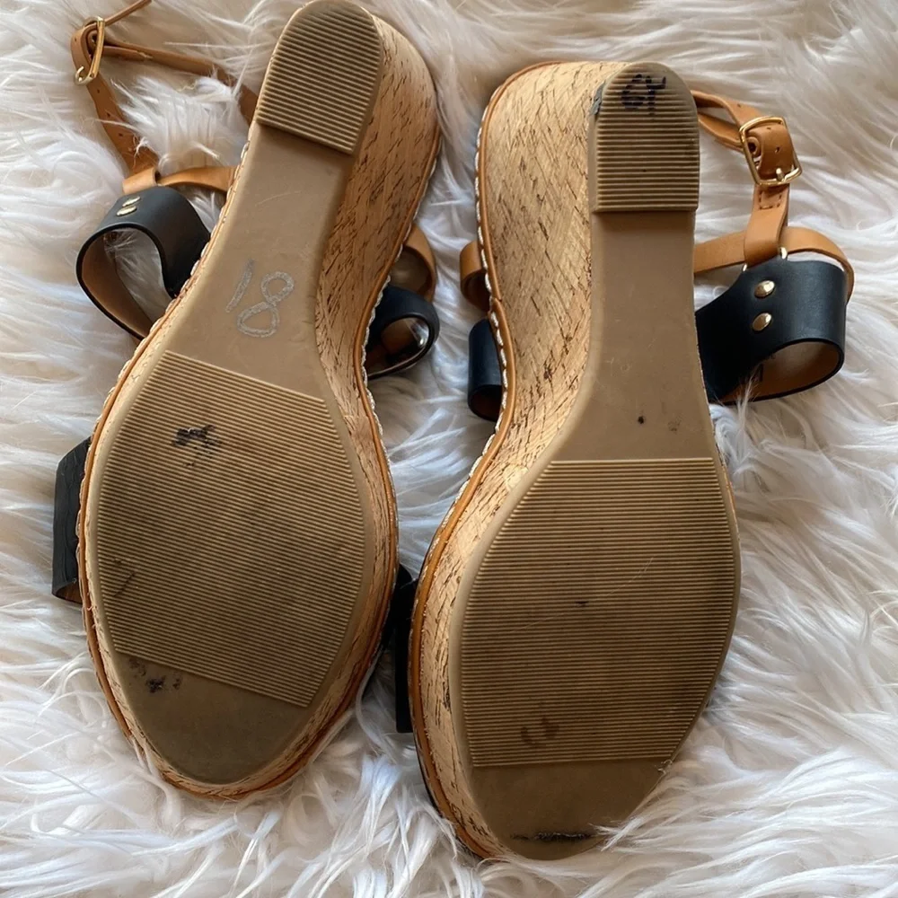 Coconuts by Matisse Black Cork Wedge Platform Sandals Size 10